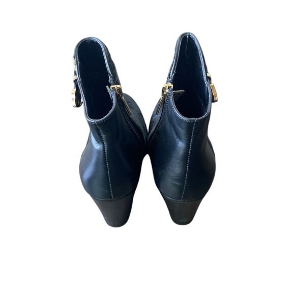 Calf Hair Stacked Heel Booties Black Leather Womens Sz 7 - Picture 6 of 10